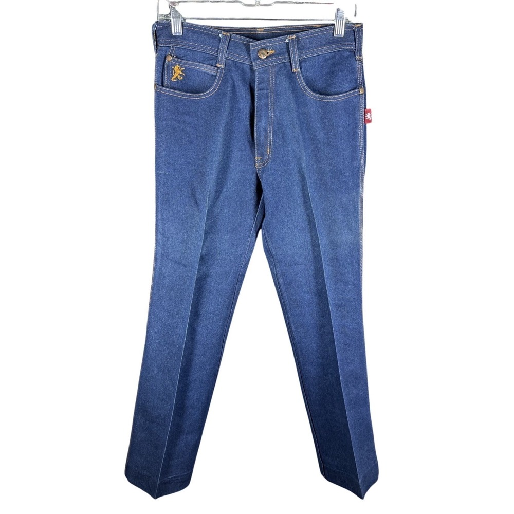 Braxton Jeans Mens 30x29 Blue Denim Straight Leg Lion Logo Vintage‎